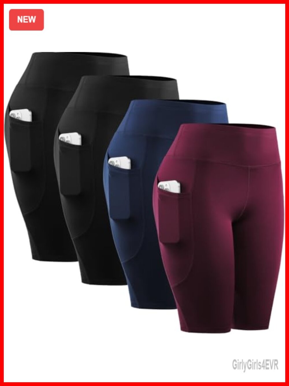 4 Pack Women's Bike Shorts High Rise Spandex Athletic Yoga Running Shorts with